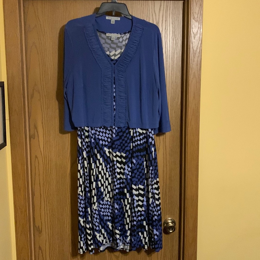 Blue Patterned Midi Dress